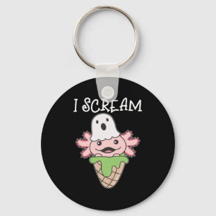 Axolotl Halloween Ghost I Scream Ice Puff Schlüsselanhänger
