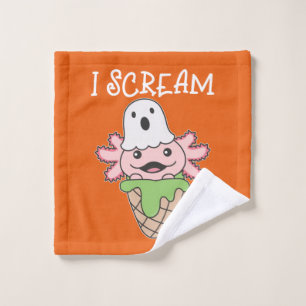 Axolotl Halloween Ghost I Scream Ice Puff Waschlappen