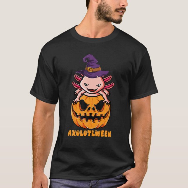 Axolotl Halloween-Kostüm mit Pumpkin T-Shirt (Vorderseite)