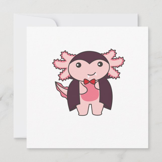 Axolotl Halloween Niedlich Devil Vampire-Kostüm Einladung (Vorderseite)