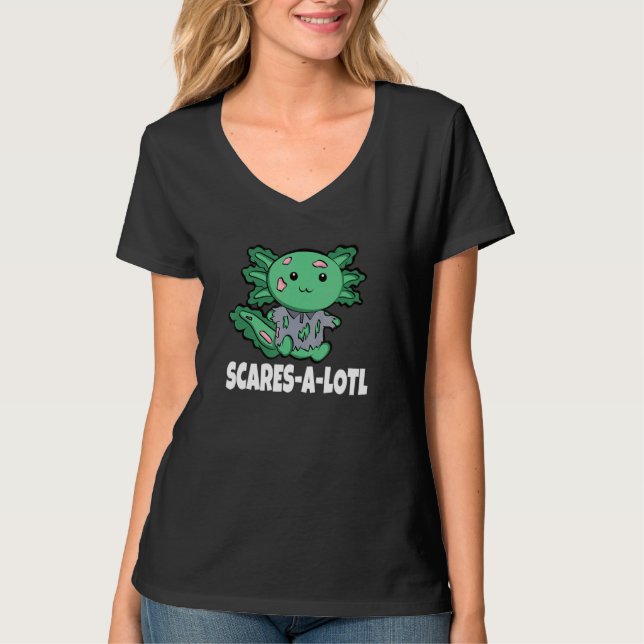 Axolotl Halloween Scaresalotte mit Zombie-Kostüm T-Shirt (Vorderseite)