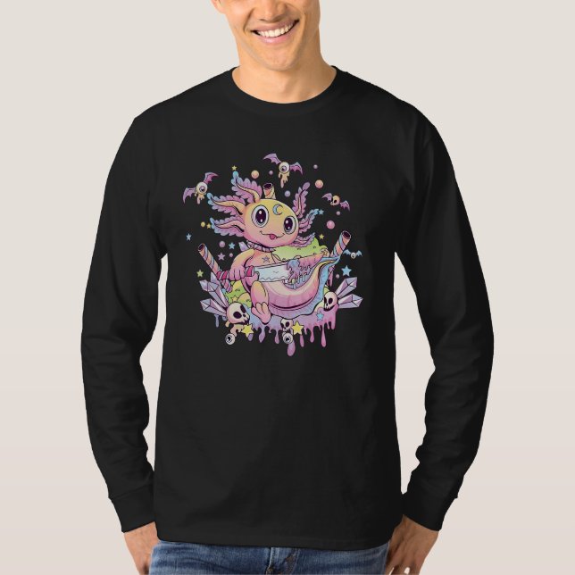 Axolotl Halloween Skull Creepy Axolotl Pastel Goth T-Shirt (Vorderseite)