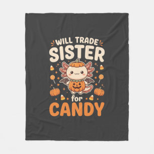 Axolotl Halloween Süßigkeiten Tausch Vektor Design Fleecedecke