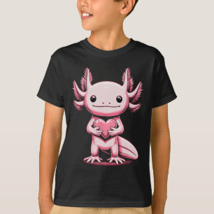 Axolotl hält Herz Valentinstag Cute Valenti T-Shirt