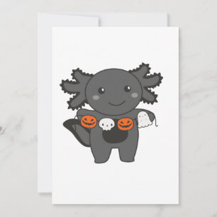 Axolotl Happy Halloween Pumpkin Bat Kostüm Feiertagskarte