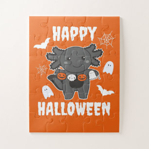 Axolotl Happy Halloween Pumpkin Bat Kostüm Puzzle