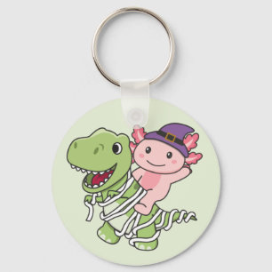 Axolotl Happy Halloween T-rex Mummy Costume Keycha Schlüsselanhänger