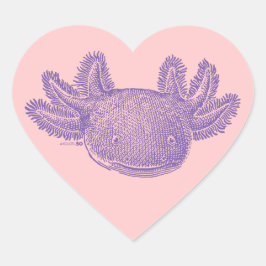 Axolotl-Herz-Aufkleber - PURPUR & ROSA - 20 Blatt Herz-Aufkleber