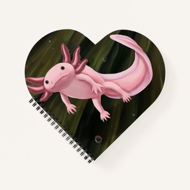Axolotl-Herz-Notizbuch Notizbuch (Vorderseite)