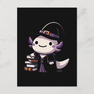 Axolotl Hexe - Niedliches Halloween Postkarte