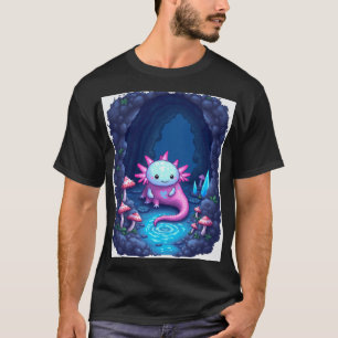 Axolotl-Höhlen-Explorer-Pixel-Art-Aufkleber Gaming T-Shirt