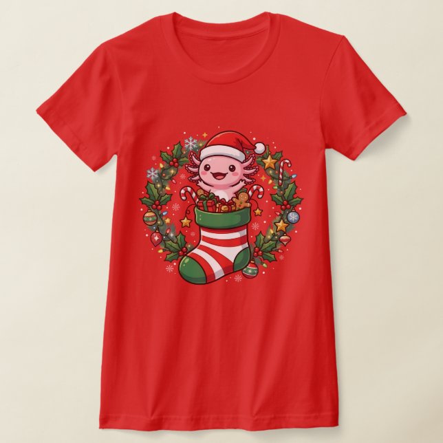 Axolotl in Christmas Socks Santa Claus Lights Xmas T-Shirt (Ablage )