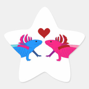 Axolotl in Love Stern-Aufkleber