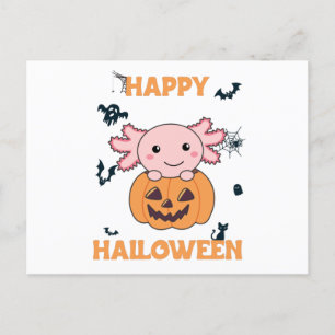 Axolotl In Pumpkin Sweet Axolotls Happy Halloween Postkarte