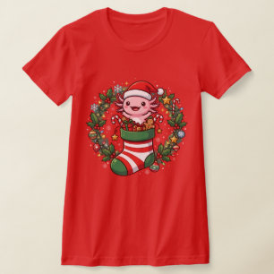 Axolotl in Weihnachtsstrümpfen Weihnachtsmann Lich T-Shirt