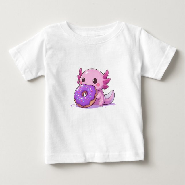 Axolotl isst lila Donuts. Baby T-shirt (Vorderseite)