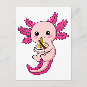Axolotl isst Ramen-Nudeln Kawaii Anime Postkarte
