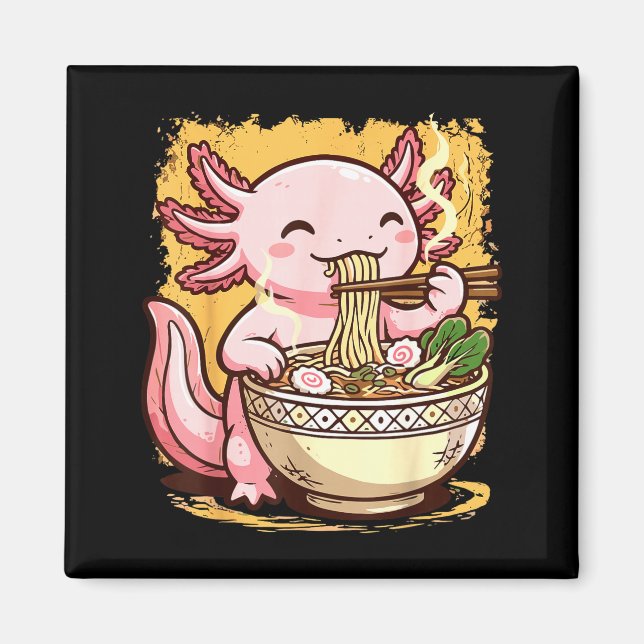 Axolotl isst Ramen-Nudeln  Magnet (Vorne)