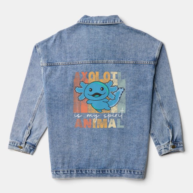 Axolotl ist mein Geist Tier Niedlich Axolotl Vinta Jeansjacke (Rückseite)