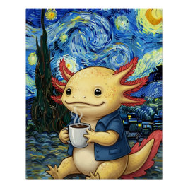 Axolotl Kaffee Sternennacht Traum Poster