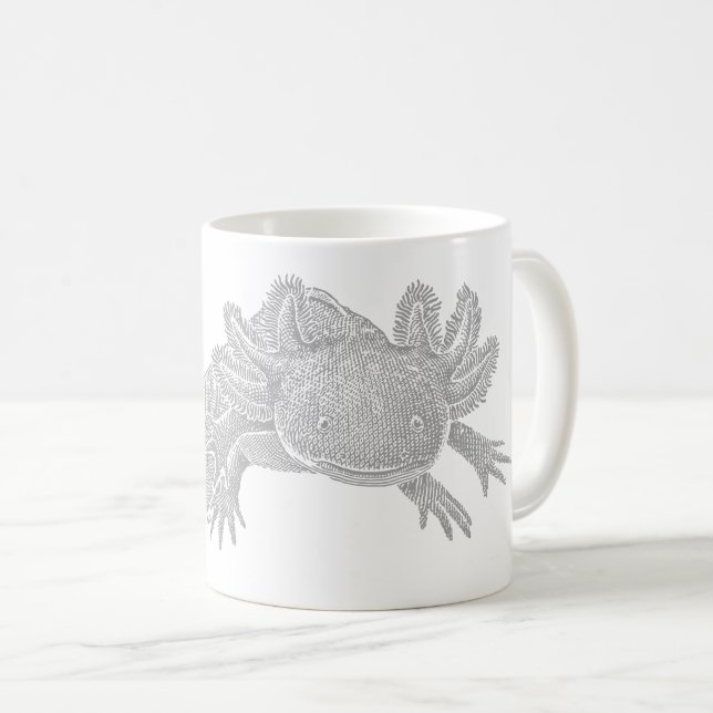 Axolotl-Kaffeetasse - GRAU Kaffeetasse (VorderseiteRechts)