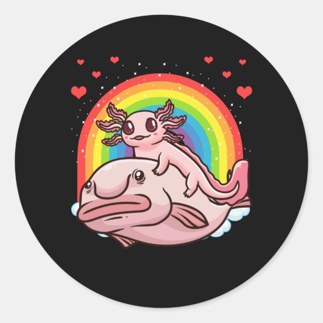 Axolotl Kawaii Blobfish Runder Aufkleber (Vorderseite)