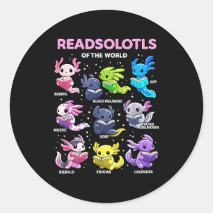 Axolotl kawaii liest Axolotl der Welt Axolotls Runder Aufkleber
