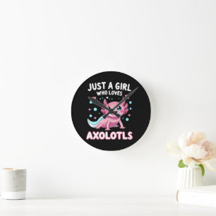 Axolotl Kawaii Nur Ein Mädchen Das Axolotl Liebt Runde Wanduhr