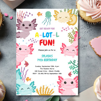 Axolotl kids birthday Invitation Einladung