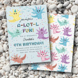 Axolotl Kids Niedlich Salamander Blue Birthday Par Einladung<br><div class="desc">Ein niedliches,  handgezeichnetes axolotl-Design mit farbenfrohen Axolotls zum Schwimmen und Vergnügen. Ein tolles Design für Kinder Party Themen,  Schlafzimmerdekoration,  Schulzubehör und personalisierte Geschenke. Dieses axolotl-Design ist ideal für alle,  die axolotls,  Salamander,  mexikanische Wanderfische,  Amphibien und niedliche handgezeichnete Kunst Lieben.</div>