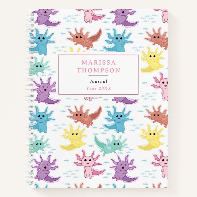 Axolotl Kids Niedlich Salamander Kids Sketchbook Notizbuch (Vorderseite)
