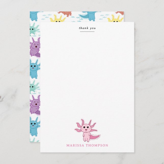 Axolotl Kids Niedlich Salamander Kinder Mädchen Dankeskarte (Vorne/Hinten)