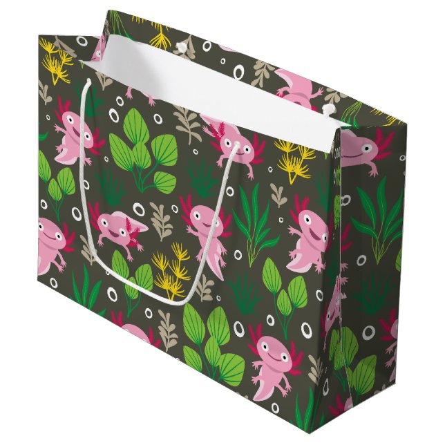 Axolotl Large Gift Bag Große Geschenktüte (Vorderseite Schrägansicht)
