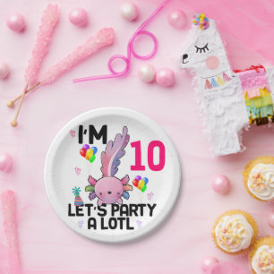 Axolotl Let's Party Alot Amphibien Salamander Pappteller