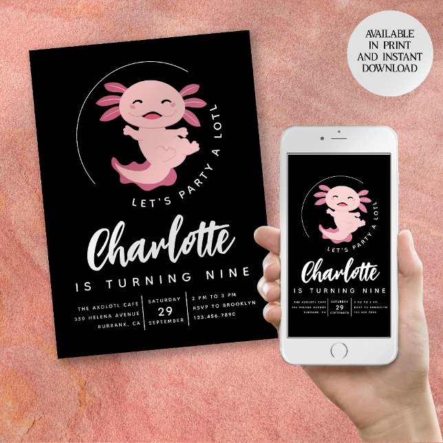 Axolotl Let's Party Alotl Birthday Party Einladung (Von Creator hochgeladen)