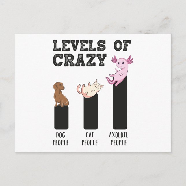 Axolotl Levels Crazy Funny Funny Animals Gift Postkarte (Vorderseite)