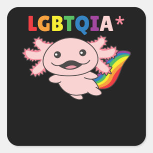 Axolotl - LGBT-Flag mit Regenbogenfarben Quadratischer Aufkleber
