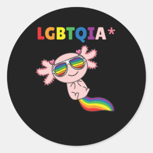 Axolotl - LGBT-Flag mit Regenbogenfarben Runder Aufkleber