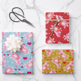 Axolotl-Liebe Geschenkpapier Set