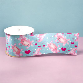 Axolotl-Liebe pink Satinband