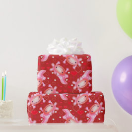 Axolotl Liebe Red Geschenkpapier