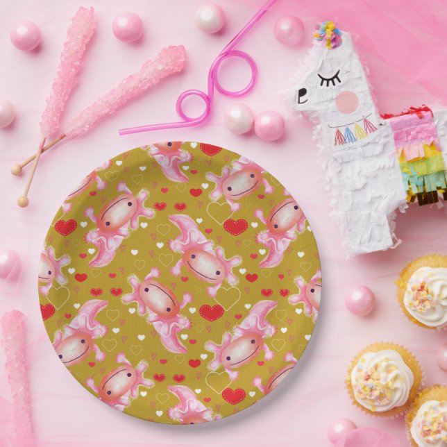 Axolotl-Liebe-Senf  Pappteller (Party)