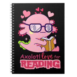 Axolotl-Liebe zum Lesen Niedlicher Schwarz Notizblock