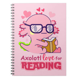 Axolotl-Liebe zum Lesen von Niedlichem Rosa Notizblock