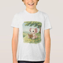 Axolotl liebt Lesen – Watercolor Kinder T-Shirt
