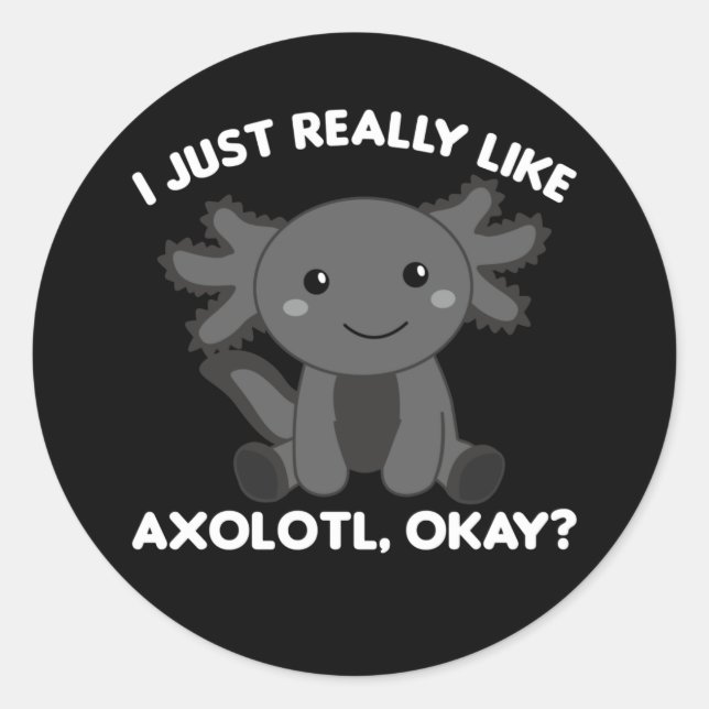 Axolotl liebt Niedliche Tiere für Kinder Pink Clas Runder Aufkleber (Vorderseite)