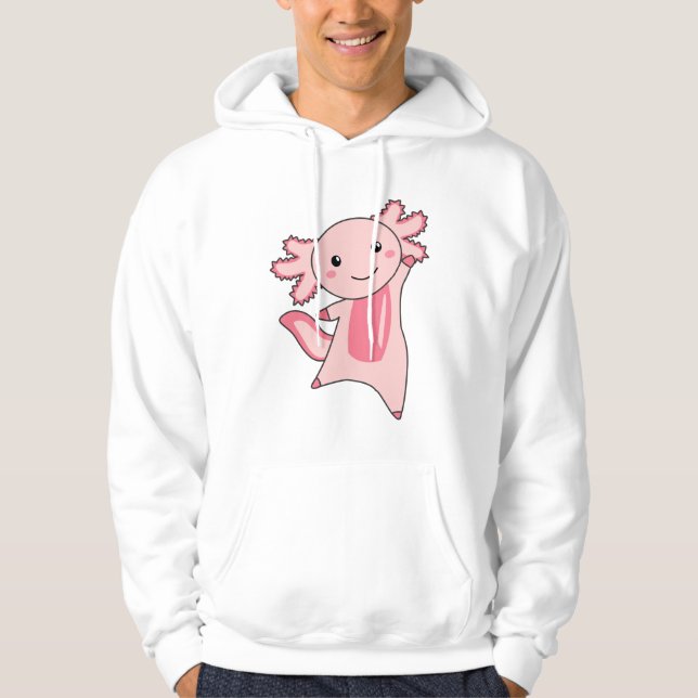 Axolotl liebt Niedliche Tiere für Kinder Rosa Hoodie (Vorderseite)