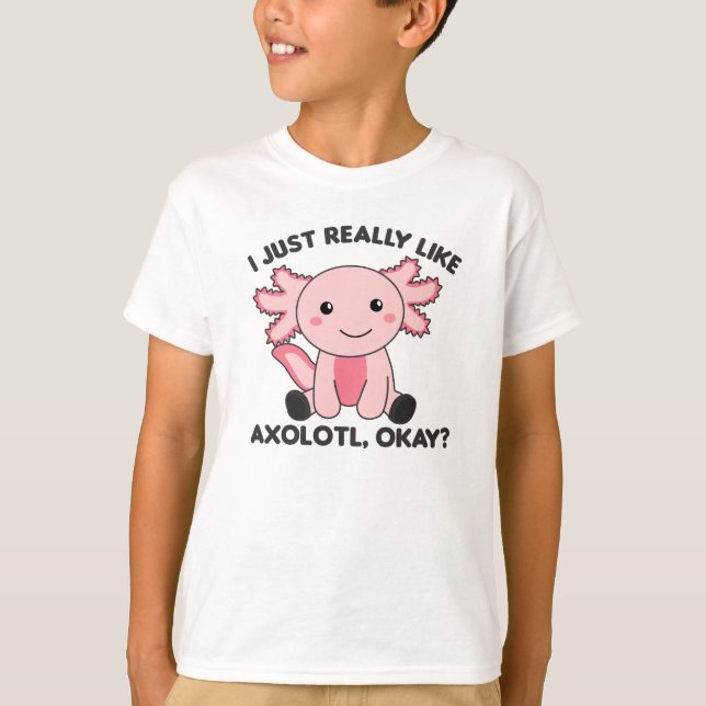 Axolotl liebt Niedliche Tiere für Kinder Rosa T-Shirt (Vorderseite)
