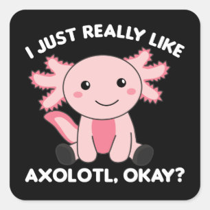 Axolotl liebt Niedlicher Tiere für Kinder Pink Squ Quadratischer Aufkleber