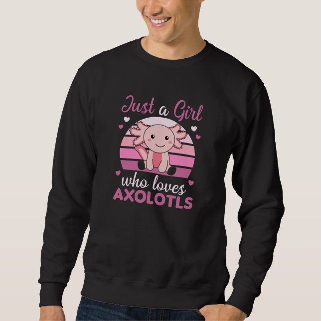 Axolotl liebt süße Tiere für Mädchen rosa Sweatshirt (Vorderseite)